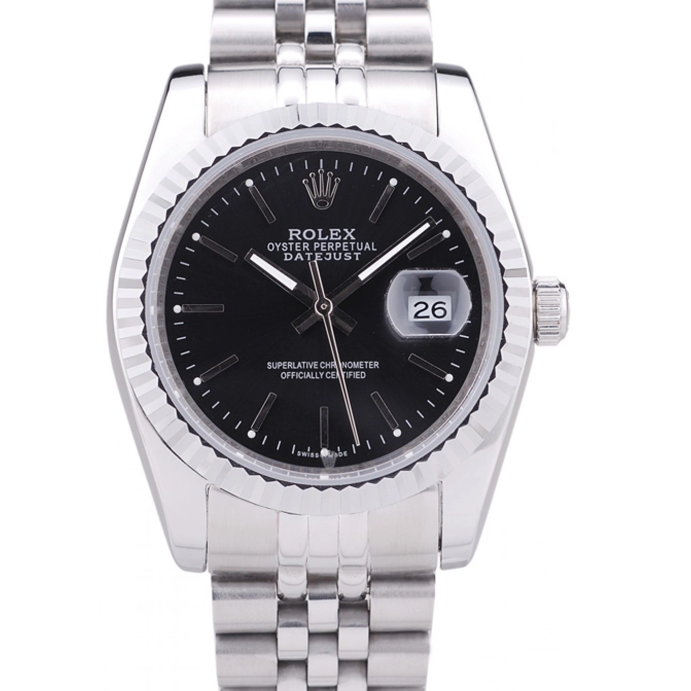 MiroTime 0823 Rolex Datejust Black Dial Diamonds Ribbed Bezel 7456